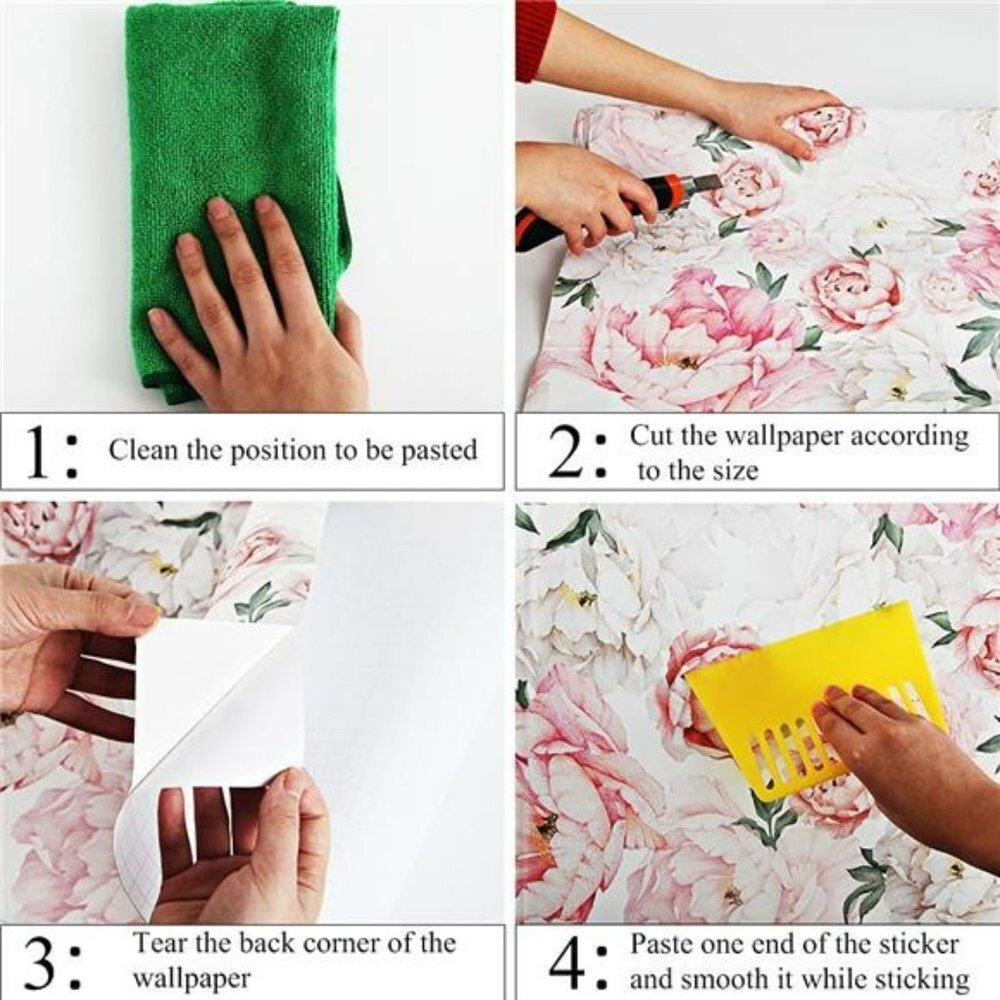 Floral Wallpaper Peel and Stick Self Adhesive Removable Watercolor, 17.7"x118.1"